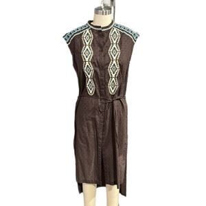 Double D Ranch Tunic Dress S Embroidered Cotton Swiss Dot Shirt Duster Western